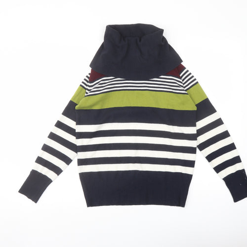 EWM Womens Multicoloured Roll Neck Striped Acrylic Pullover Jumper Size S