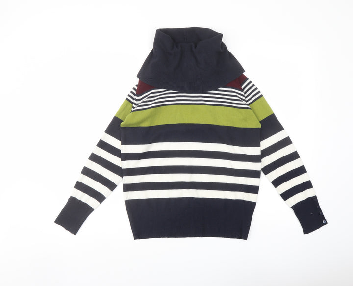 EWM Womens Multicoloured Roll Neck Striped Acrylic Pullover Jumper Size S