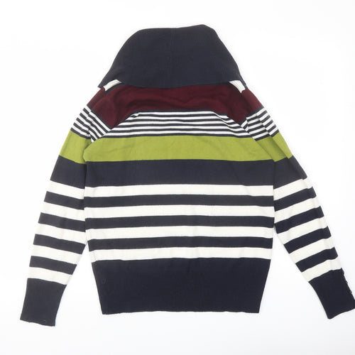 EWM Womens Multicoloured Roll Neck Striped Acrylic Pullover Jumper Size S