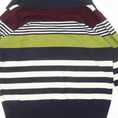 EWM Womens Multicoloured Roll Neck Striped Acrylic Pullover Jumper Size S