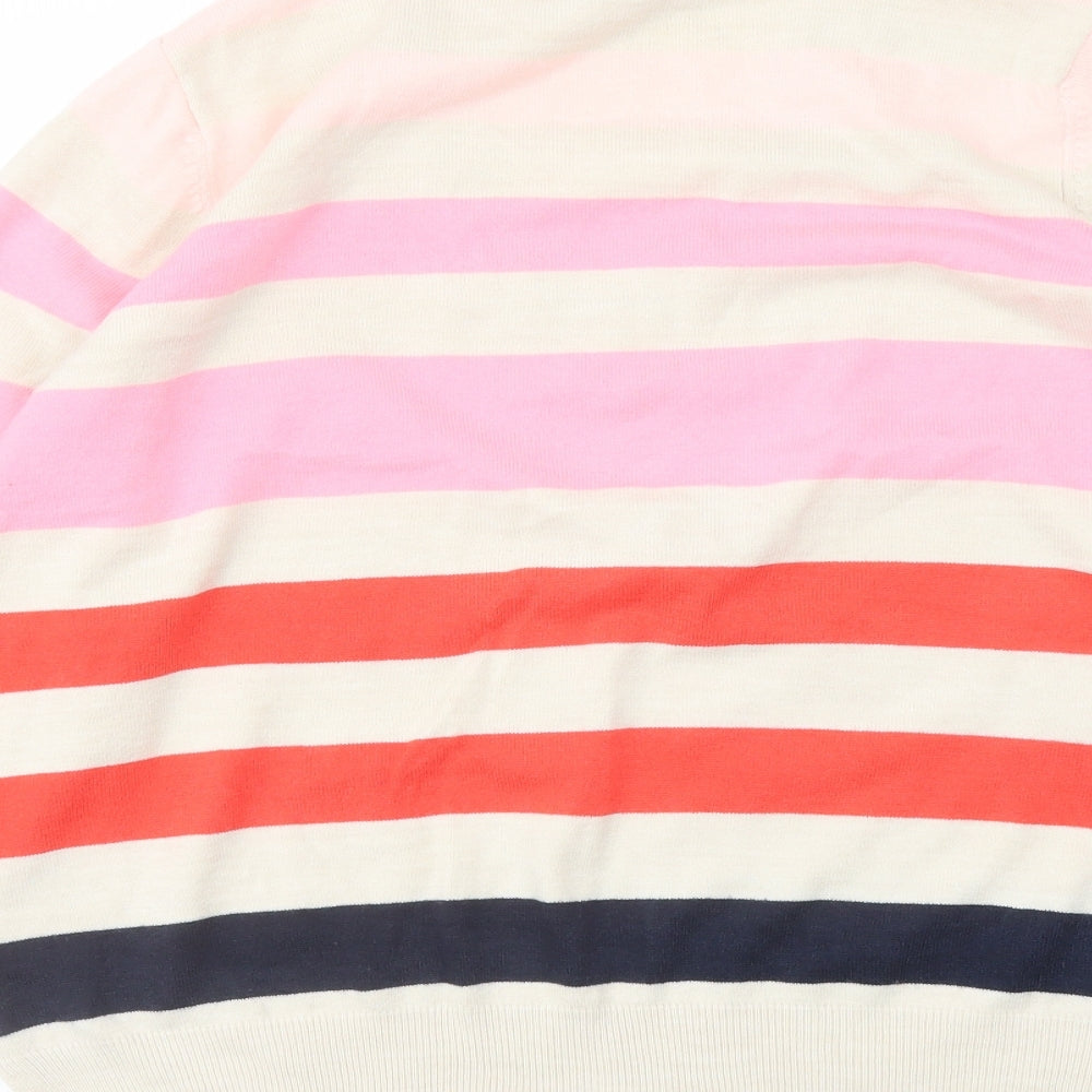 Marks and Spencer Womens Multicoloured V-Neck Striped Acrylic Pullover Jumper Size L