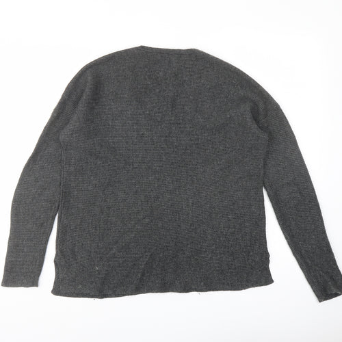 John Lewis Womens Grey V-Neck Nylon Pullover Jumper Size 8