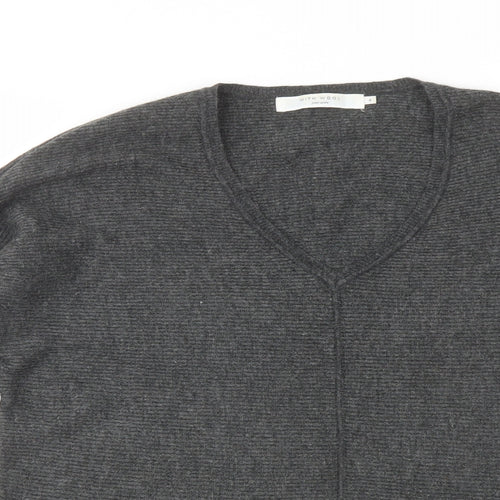 John Lewis Womens Grey V-Neck Nylon Pullover Jumper Size 8