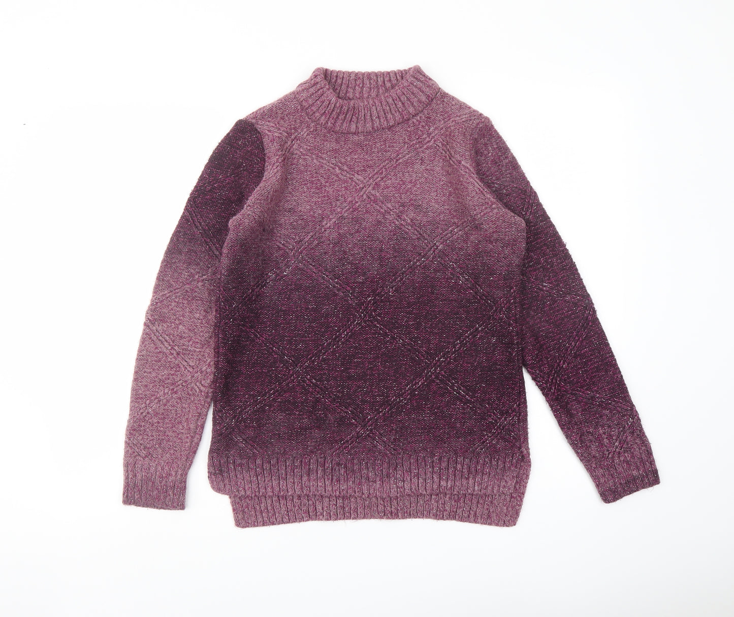 Marks and Spencer Womens Purple Mock Neck Acrylic Pullover Jumper Size 8