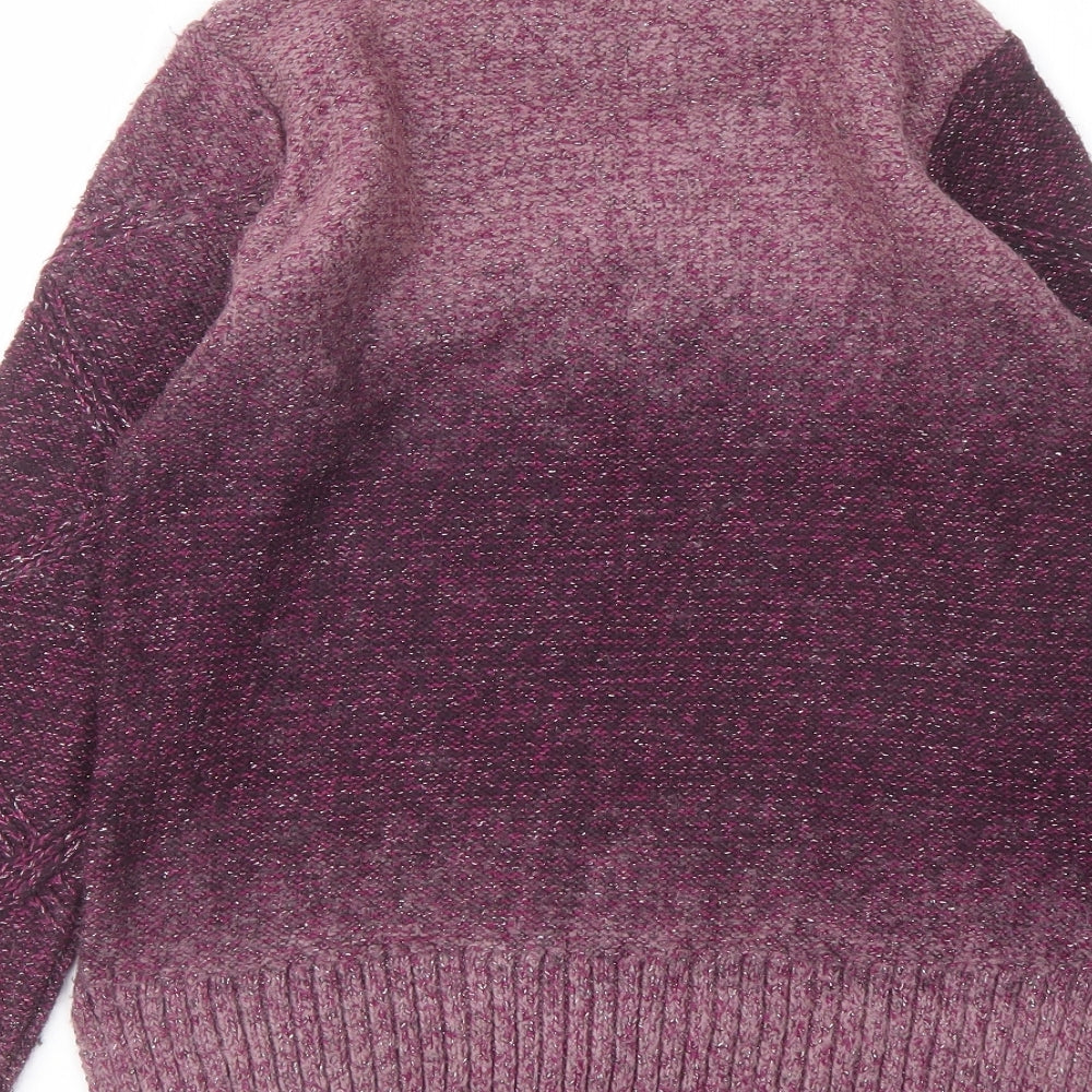 Marks and Spencer Womens Purple Mock Neck Acrylic Pullover Jumper Size 8