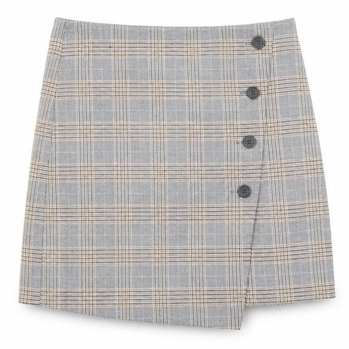 Marks and Spencer Womens Grey Plaid Polyester A-Line Skirt Size 10 Zip