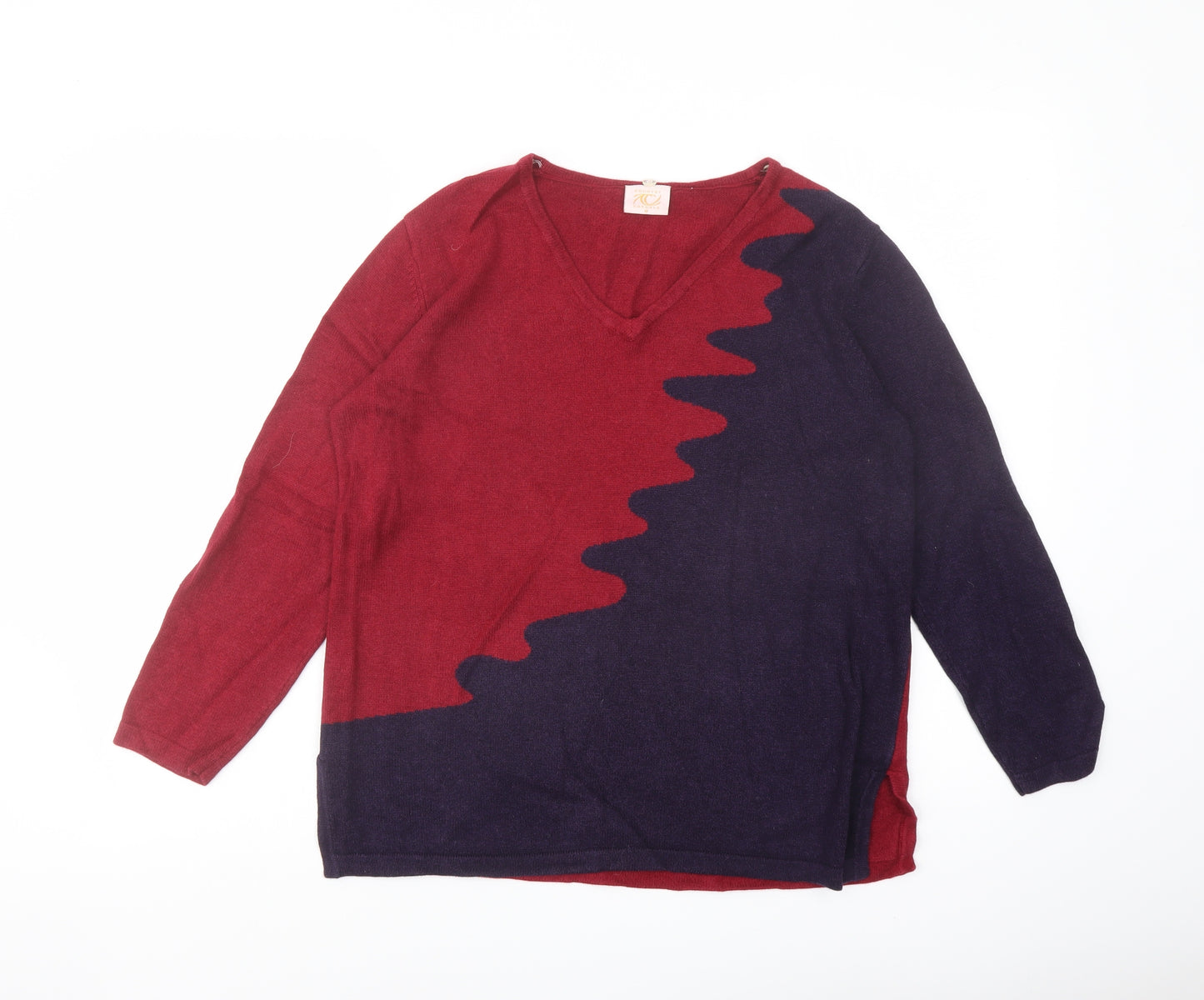 Country Casuals Womens Red V-Neck Viscose Pullover Jumper Size M