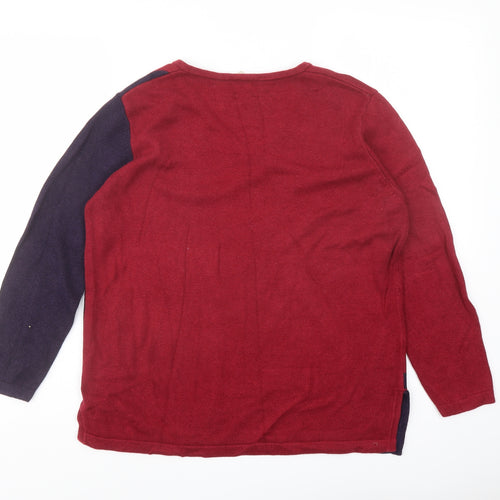 Country Casuals Womens Red V-Neck Viscose Pullover Jumper Size M