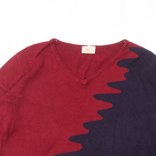 Country Casuals Womens Red V-Neck Viscose Pullover Jumper Size M