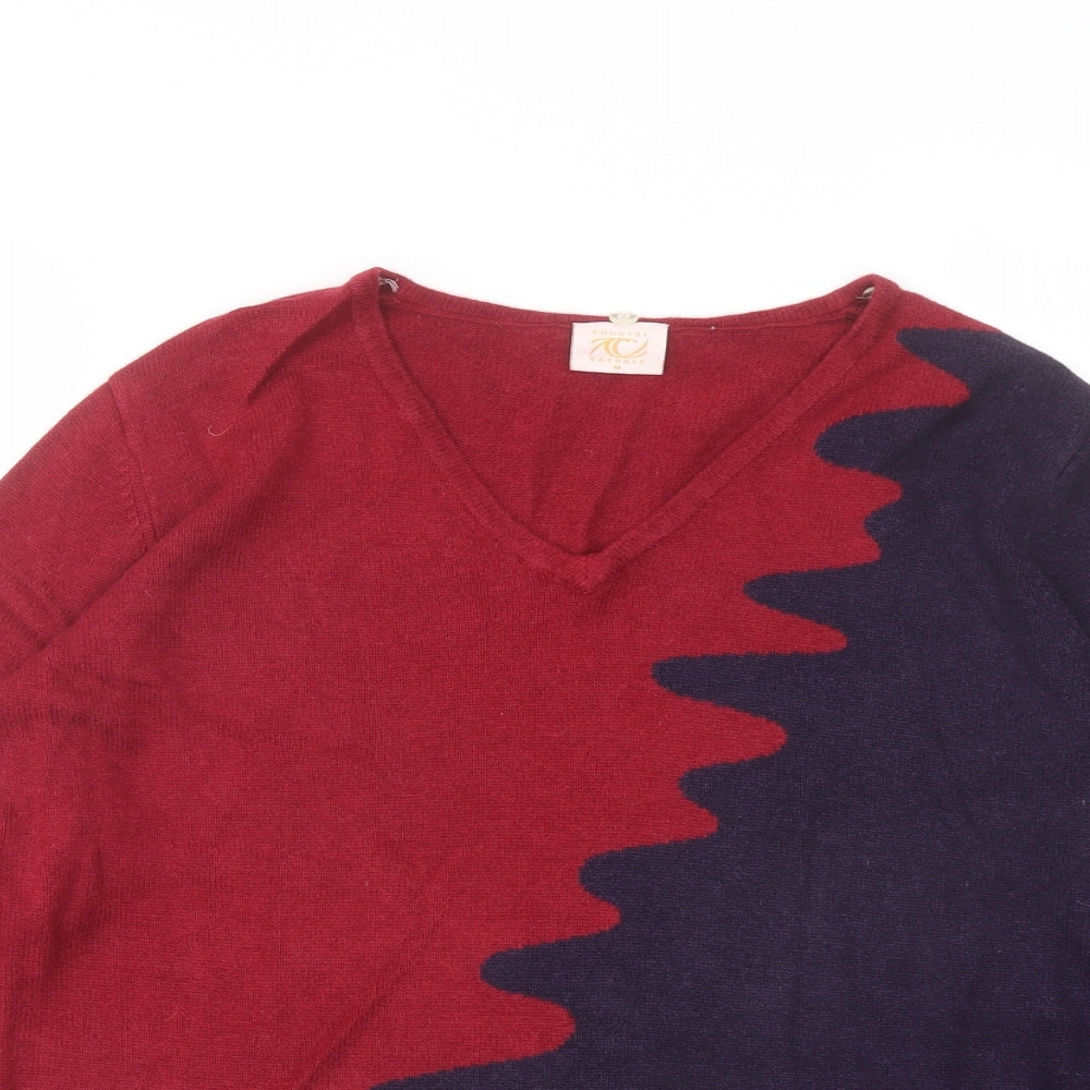 Country Casuals Womens Red V-Neck Viscose Pullover Jumper Size M