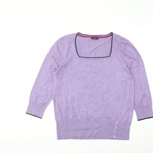 M&Co Womens Purple Square Neck Viscose Pullover Jumper Size 14