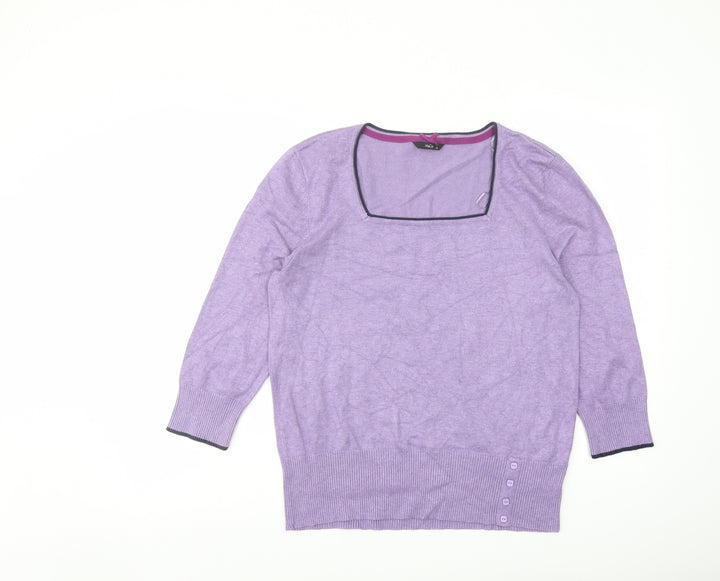 M&Co Womens Purple Square Neck Viscose Pullover Jumper Size 14