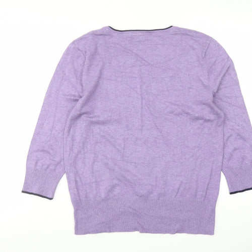 M&Co Womens Purple Square Neck Viscose Pullover Jumper Size 14