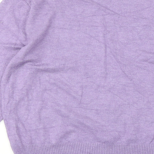 M&Co Womens Purple Square Neck Viscose Pullover Jumper Size 14