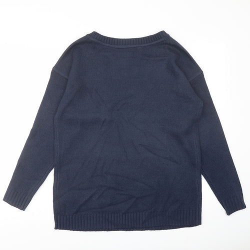 bpc Womens Blue Round Neck Acrylic Pullover Jumper Size M