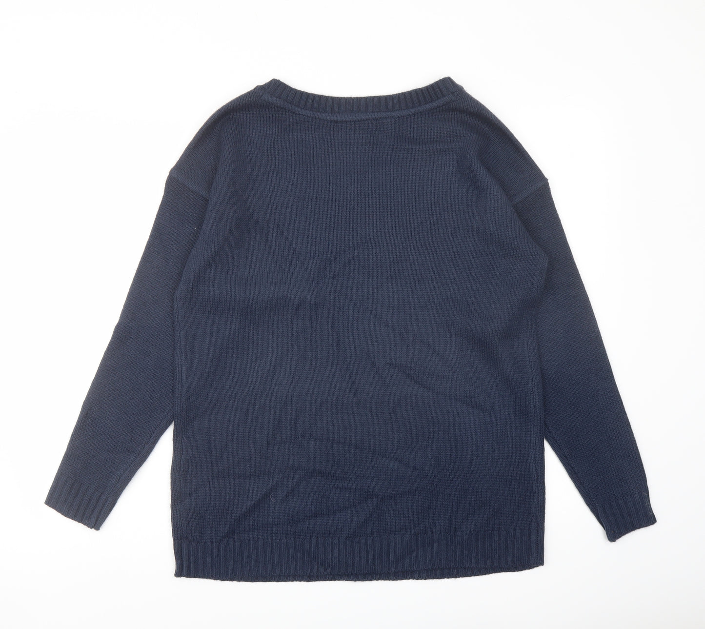 bpc Womens Blue Round Neck Acrylic Pullover Jumper Size M