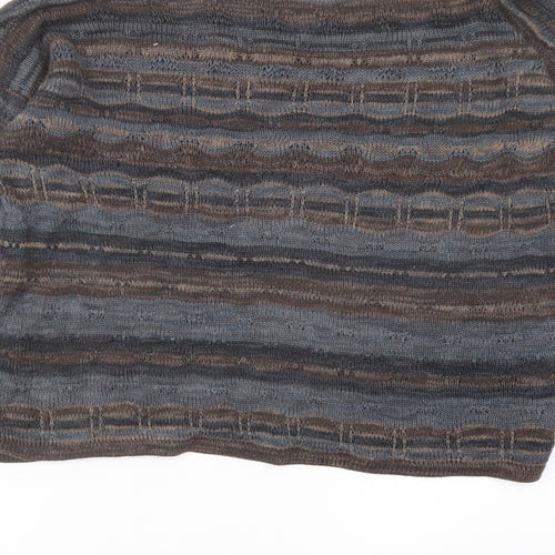 Peruvian Connection Womens Brown Boat Neck Cotton Pullover Jumper Size S