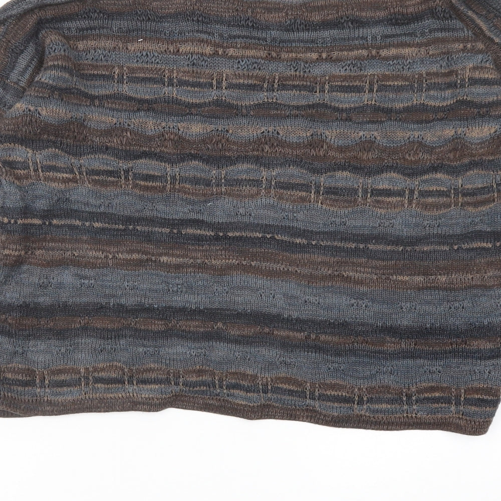 Peruvian Connection Womens Brown Boat Neck Cotton Pullover Jumper Size S