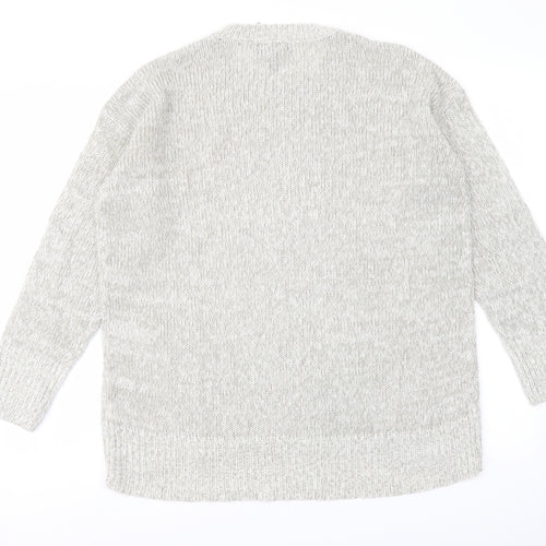 New Look Womens Grey Crew Neck Acrylic Pullover Jumper Size M