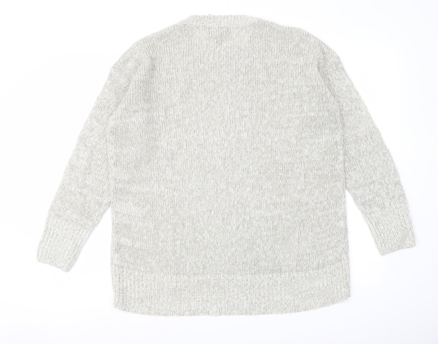 New Look Womens Grey Crew Neck Acrylic Pullover Jumper Size M