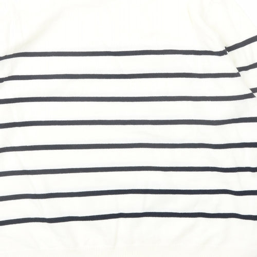 Marks and Spencer Womens Ivory Crew Neck Striped Acrylic Pullover Jumper Size 14