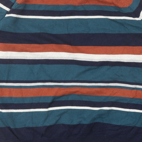 Cotton Traders Mens Multicoloured Crew Neck Striped Cotton Pullover Jumper Size 2XL Long Sleeve