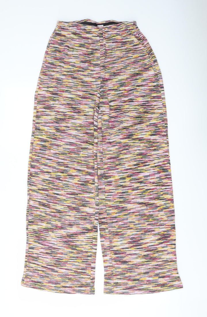 H&M Womens Multicoloured Striped Polyester Trousers Size S L29 in Regular