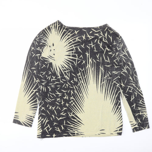 Just Elegance Womens Black Round Neck Geometric Viscose Pullover Jumper Size L