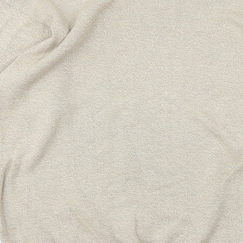 Marks and Spencer Mens Beige Crew Neck Check Cotton Pullover Jumper Size M Long Sleeve