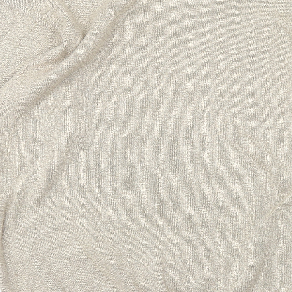 Marks and Spencer Mens Beige Crew Neck Check Cotton Pullover Jumper Size M Long Sleeve