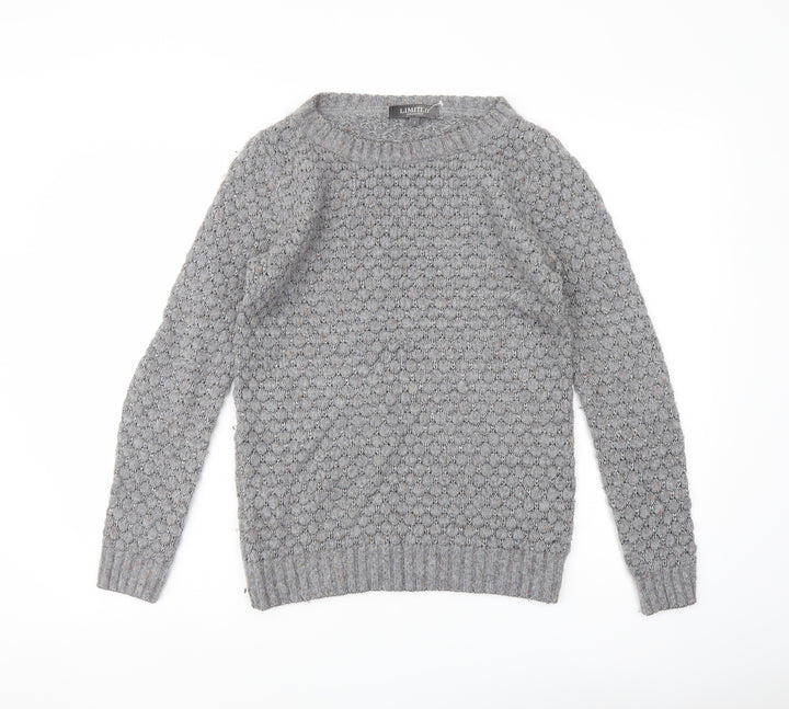 Marks and Spencer Womens Grey Round Neck Acrylic Pullover Jumper Size 8