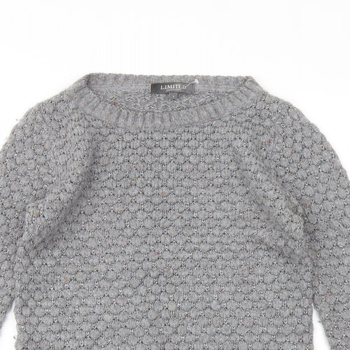 Marks and Spencer Womens Grey Round Neck Acrylic Pullover Jumper Size 8