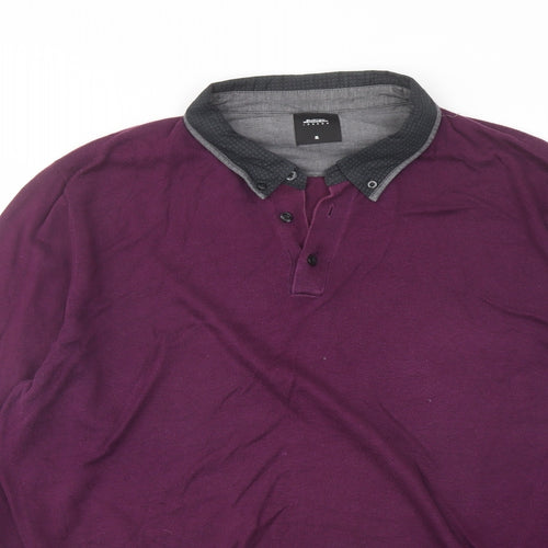 Burton Mens Purple Collared Cotton Pullover Jumper Size XL Long Sleeve