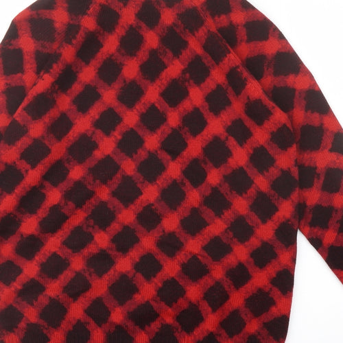 Marks and Spencer Womens Red Round Neck Geometric Acrylic Pullover Jumper Size 12
