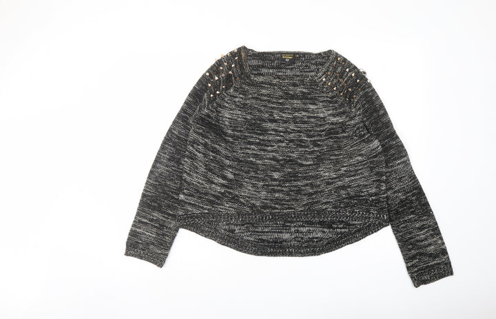 Golddigga Womens Black Round Neck Acrylic Pullover Jumper Size 14