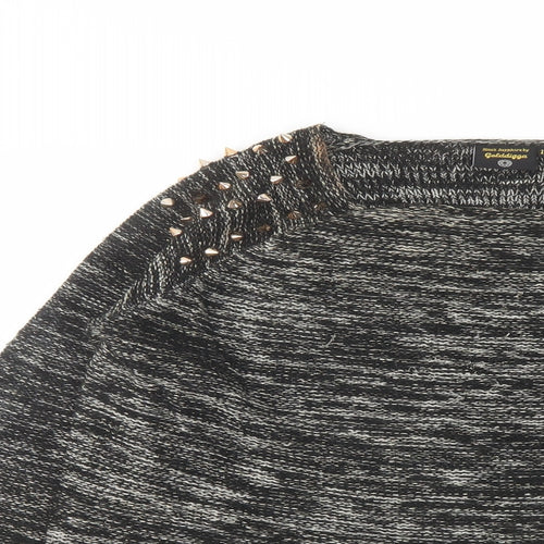 Golddigga Womens Black Round Neck Acrylic Pullover Jumper Size 14