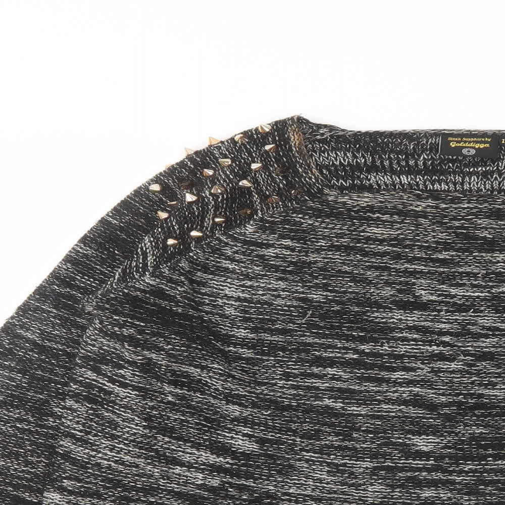 Golddigga Womens Black Round Neck Acrylic Pullover Jumper Size 14