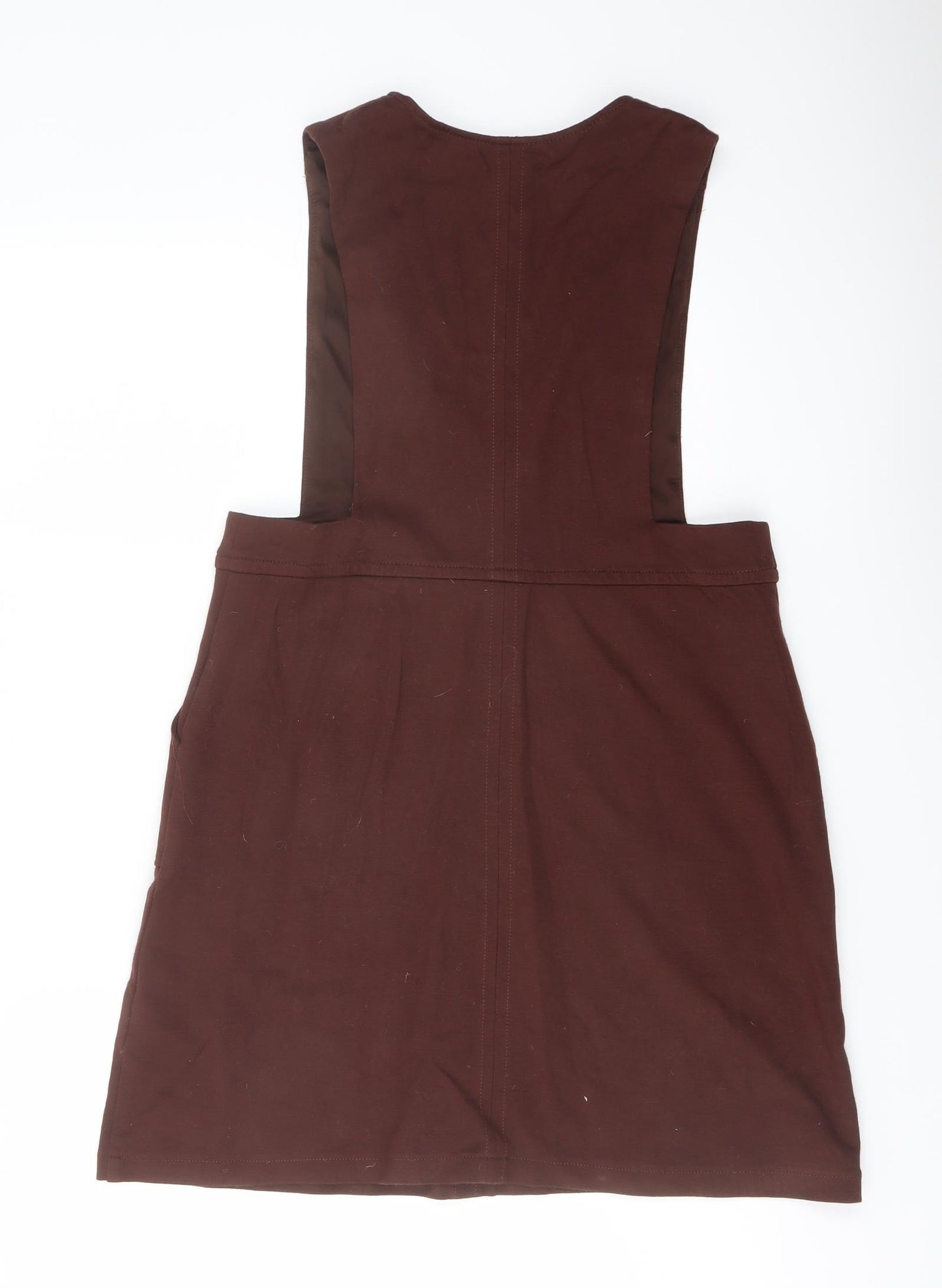 NEXT Womens Brown Viscose Pinafore/Dungaree Dress Size 12 V-Neck Pullover