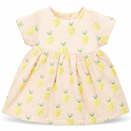 Marks and Spencer Girls Pink Geometric Polyester A-Line Size 6-9 Months Crew Neck Button
