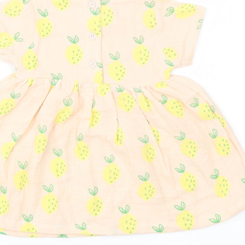 Marks and Spencer Girls Pink Geometric Polyester A-Line Size 6-9 Months Crew Neck Button