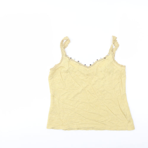 Phase Eight Womens Yellow Linen Basic T-Shirt Size 12 Sweetheart