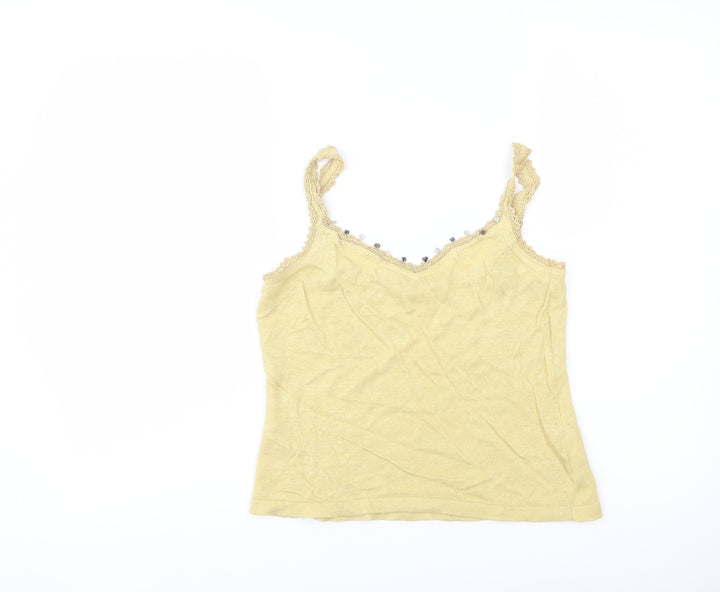 Phase Eight Womens Yellow Linen Basic T-Shirt Size 12 Sweetheart