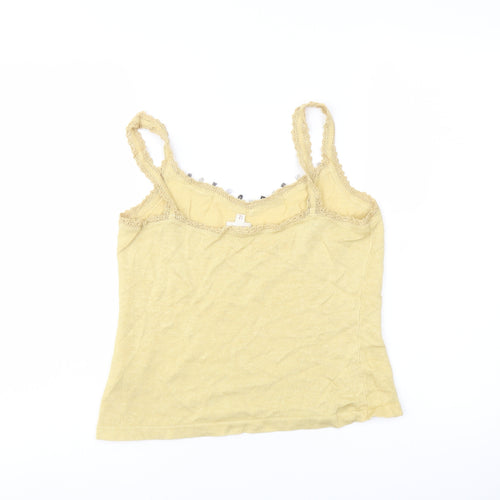 Phase Eight Womens Yellow Linen Basic T-Shirt Size 12 Sweetheart