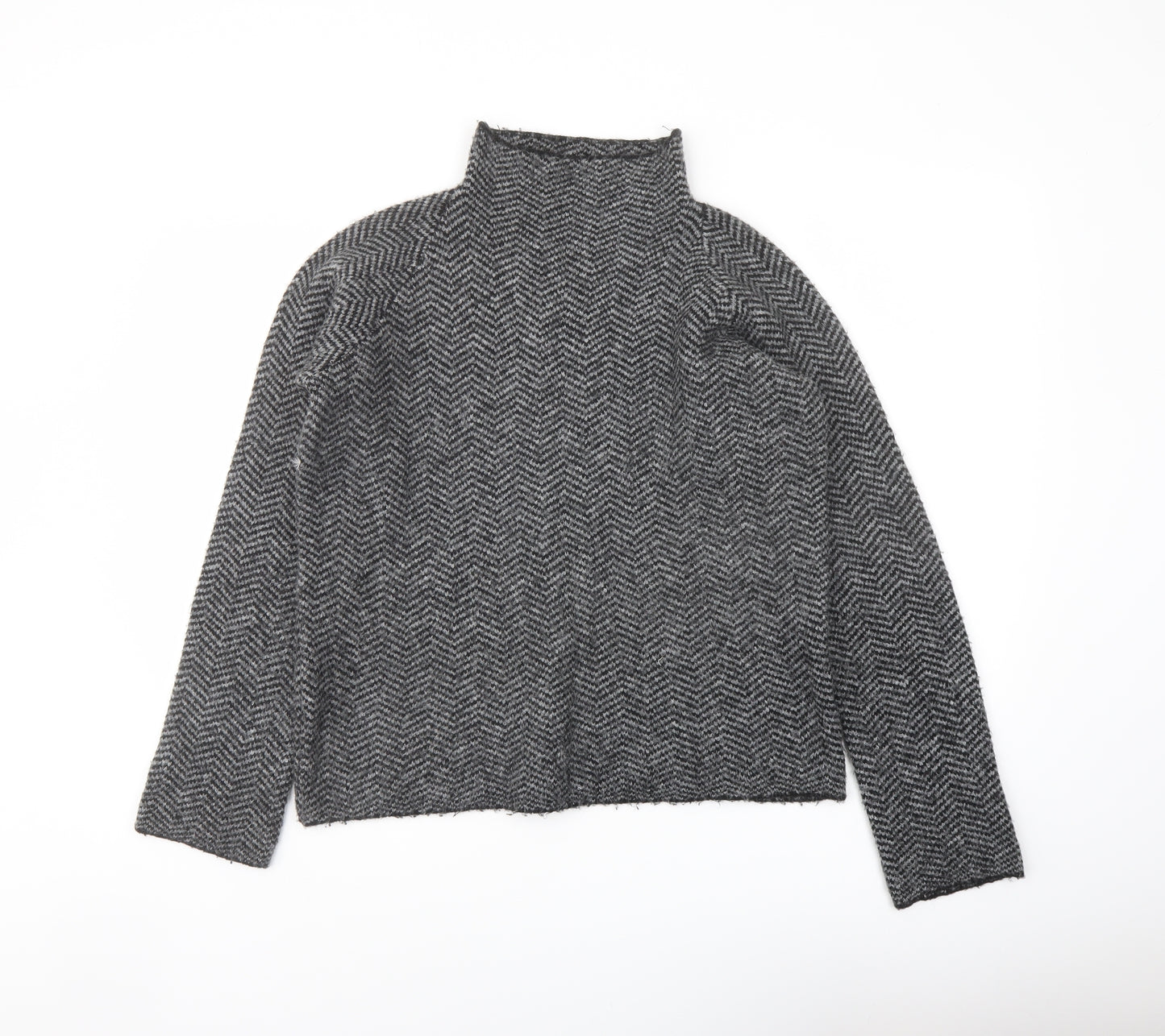 Max Studio Womens Grey Mock Neck Acrylic Pullover Jumper Size S