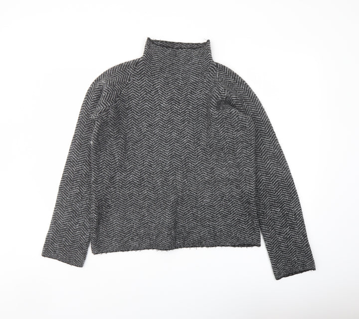 Max Studio Womens Grey Mock Neck Acrylic Pullover Jumper Size S