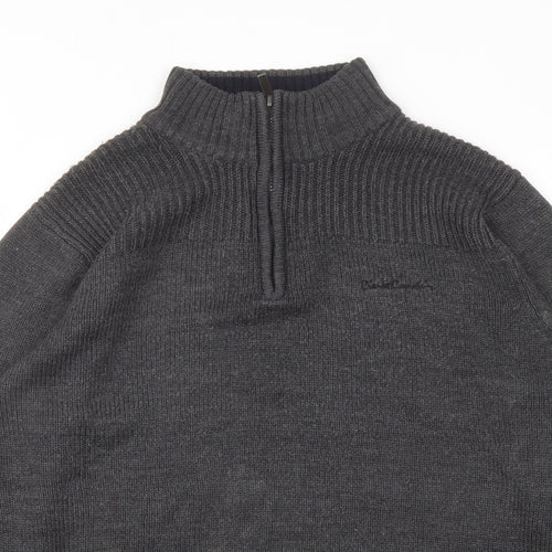 Pierre Cardin Mens Grey Mock Neck Acrylic Pullover Jumper Size 2XL Long Sleeve