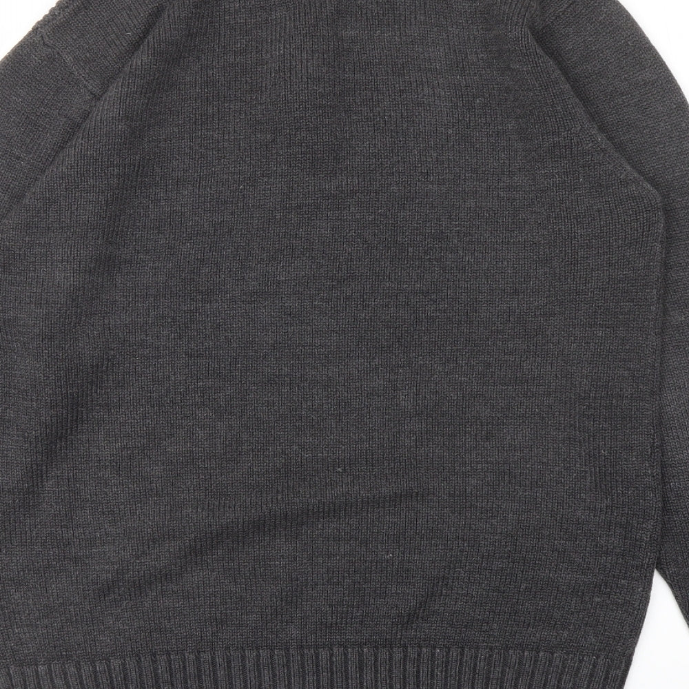 Pierre Cardin Mens Grey Mock Neck Acrylic Pullover Jumper Size 2XL Long Sleeve