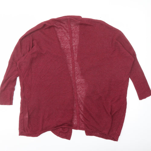 White Stuff Womens Red V-Neck Linen Cardigan Jumper Size 10