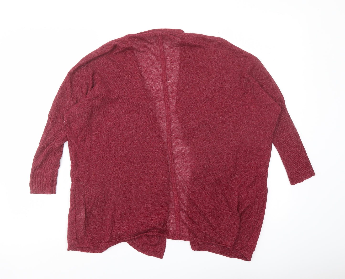 White Stuff Womens Red V-Neck Linen Cardigan Jumper Size 10