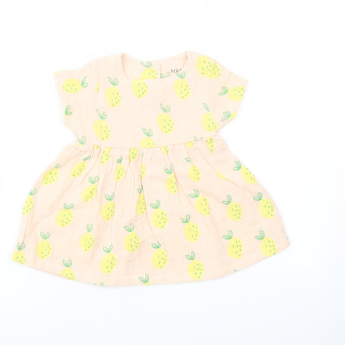 Marks and Spencer Girls Pink Geometric Polyester A-Line Size 3-6 Months Crew Neck Button